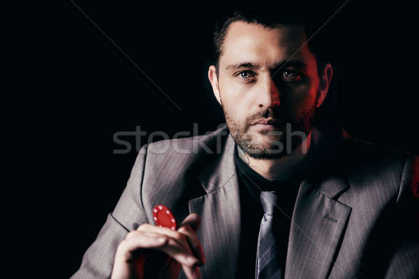 Emocjonalny wysoki poker gracz Zdjęcia stock © artistrobd