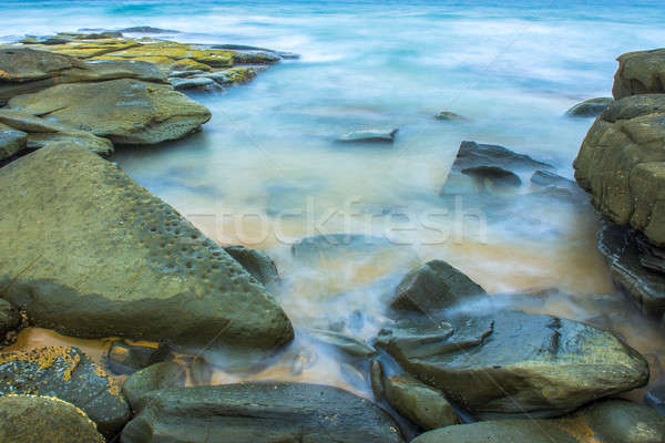 Skał fale punkt plaży popołudnie słońca Zdjęcia stock © artistrobd