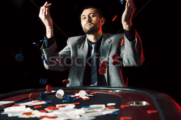 Foto d'archivio: Alto · poker · giocatore · frustrato