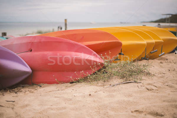 Kayaks on the beach during the day Stock photo © artistrobd