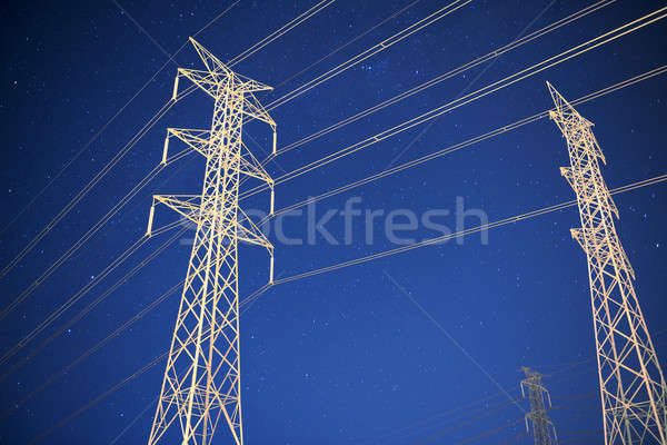 Alta tensão poder torre noite estrelas brisbane Foto stock © artistrobd