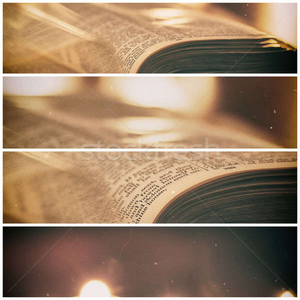 Biblia gyertyák alacsony fény jelenet panel Stock fotó © artistrobd