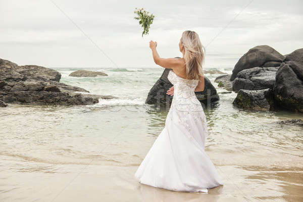 Novia rock playa nueva gales del sur hermosa Foto stock © artistrobd