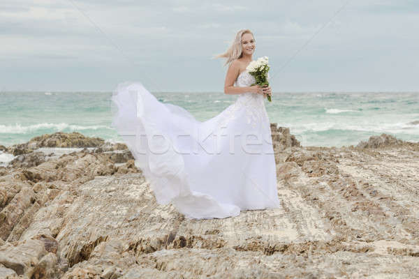 Novia rock playa nueva gales del sur hermosa Foto stock © artistrobd