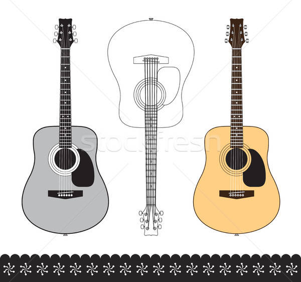 acoustic guitar design set Stock photo © artizarus