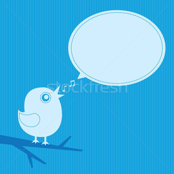 Chanter oiseau nuage de discours bleu ciel arbre Photo stock © artizarus