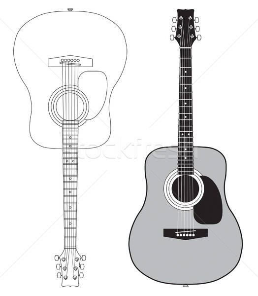 Guitare acoustique isolé blanche Photo stock © artizarus