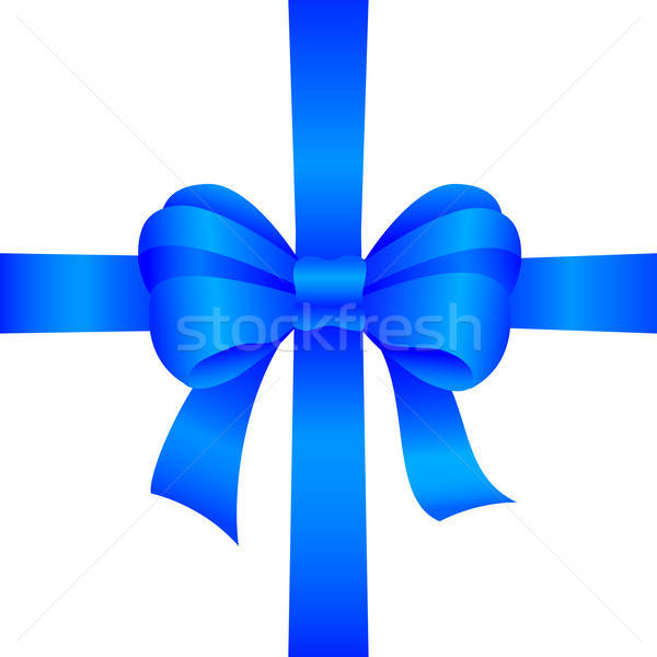 Bleu cadeau arc blanche fête design Photo stock © artizarus
