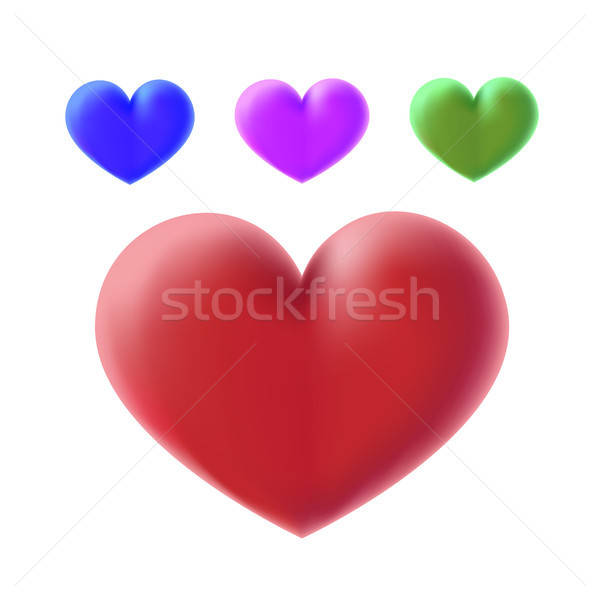 Szín 3D szívek szett szín izolált Stock fotó © artizarus