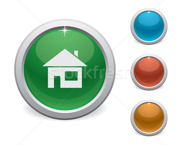 Plastique maison bouton brillant symbole blanche Photo stock © artizarus