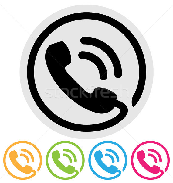 Téléphone icône isolé blanche orange contact Photo stock © artizarus