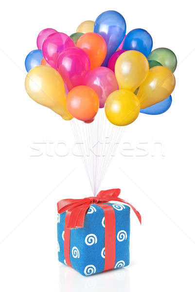 Foto stock: Color · globos · regalo · aislado · blanco · cumpleanos