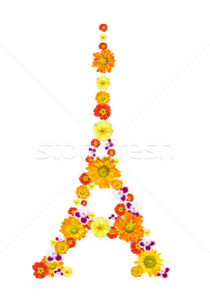 Eiffel-torony virágok izolált fehér város háttér Stock fotó © artjazz
