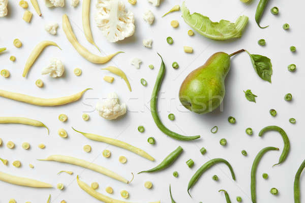 Foto d'archivio: Pera · cavolfiore · fagioli · bianco · verdure · fresche · frutti