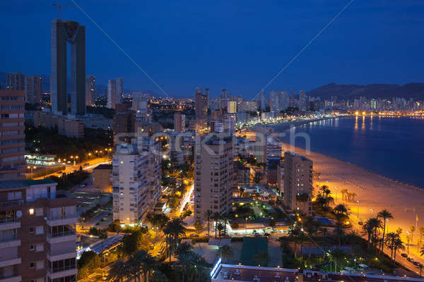 Ver noite praias arranha-céus europa espanhol Foto stock © artjazz