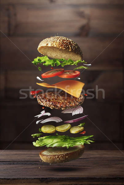 Burger preparation ingredients Stock photo © artjazz