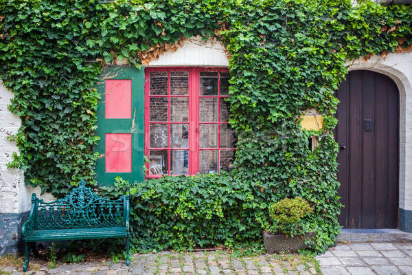 vintage bench near wall Stock photo © artjazz