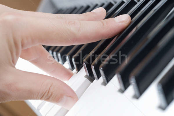 Kéz játszik zene zongora művészet kulcs Stock fotó © artjazz