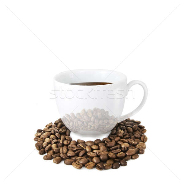 Stok fotoğraf: Kahve · fincanı · kahve · çekirdekleri · yalıtılmış · beyaz · kahve · arka · plan