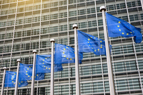 European Union flags in front of the Berlaymont Stock photo © artjazz