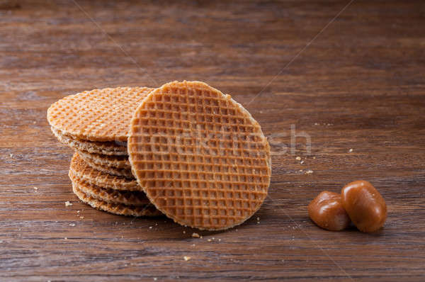 Foto stock: Caramelo · madeira · comida · fundo · tabela