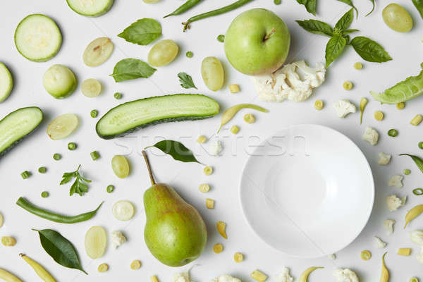 Stock photo: fresh organic green vegetables and fruits for salad