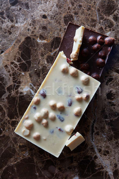 dark and white chocolate with nuts Stock photo © artjazz