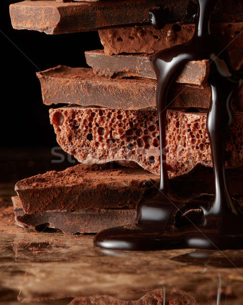 Hoop gebroken stukken chocolade gesmolten Stockfoto © artjazz