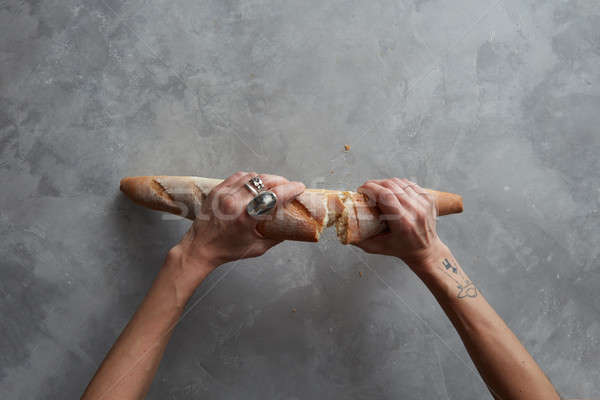 hand breaking Bread Stock photo © artjazz