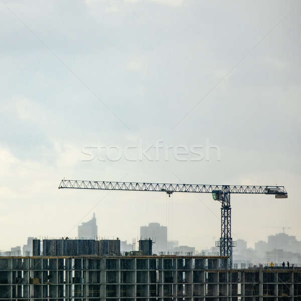 Foto stock: Panorâmico · foto · edifício · construção · guindaste · nublado