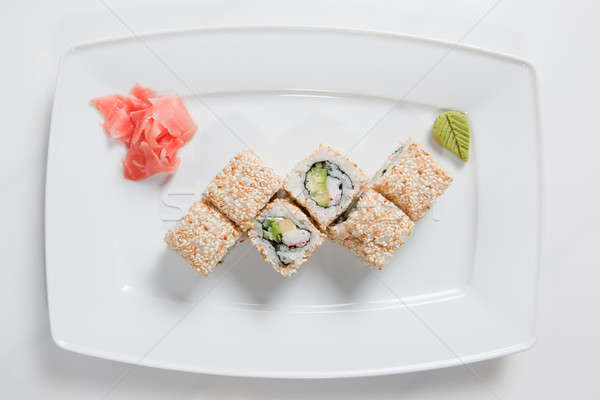 マキ 寿司 プレート 孤立した 白 食品 ストックフォト © artjazz