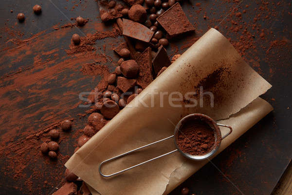Cocoa powder on parchment Stock photo © artjazz