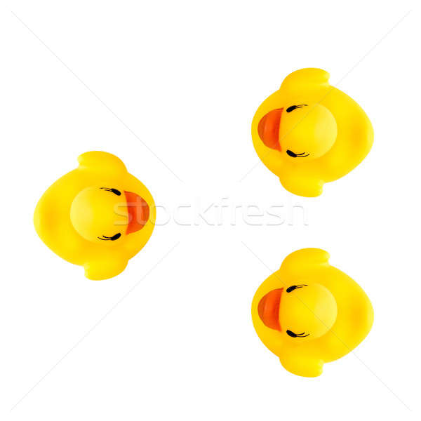 Foto stock: Tres · goma · amarillo · aislado · blanco · agua