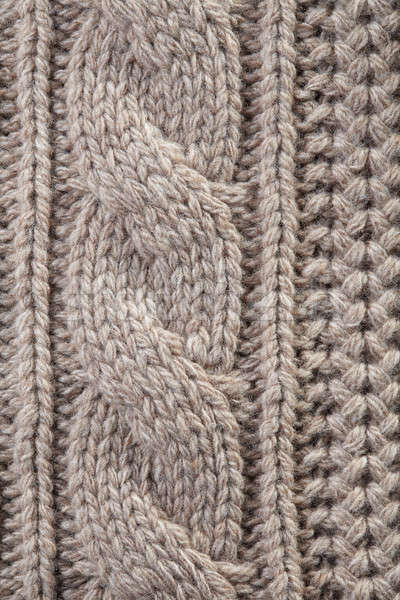 Stock photo: Handmade beige knit fabric texture