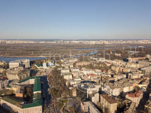 Aerial view of the central part of Kiev and Hydropark and left bank district, Ukraine Stock photo © artjazz