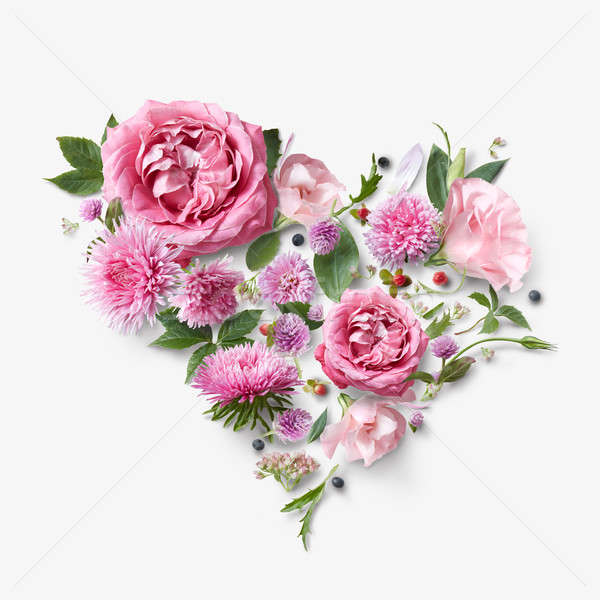 Foto d'archivio: Cartolina · floreale · cuore · bella · rosa · fiori