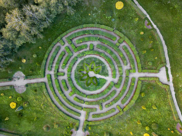 Aerial view of a natural labyrinth in the garden. Photo from the drone Stock photo © artjazz