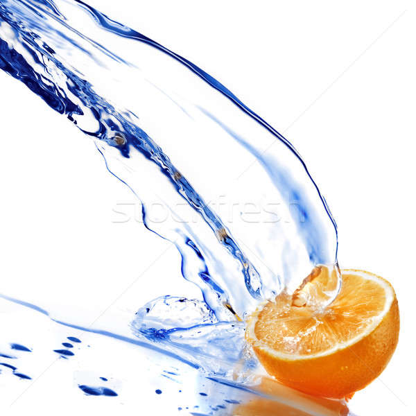 Stockfoto: Zoetwater · druppels · oranje · geïsoleerd · witte · voedsel