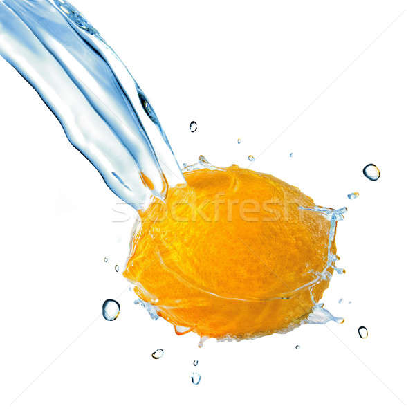 Stock photo: fresh water splash on lemon isolated on white