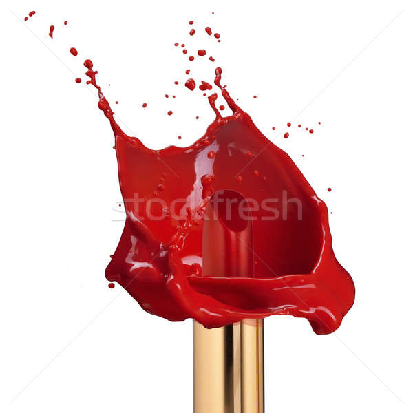 Red lipstick with splash of paint isolated Stock photo © artjazz