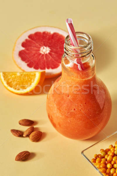 Foto stock: Fresco · cítrico · suco · mar · vidro