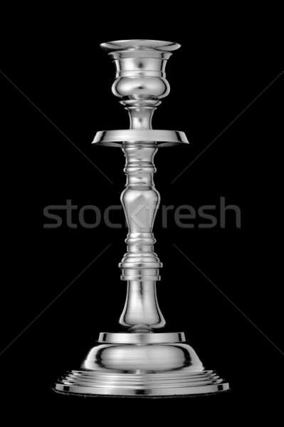 Silver candlestick isolated on black background Stock photo © artjazz