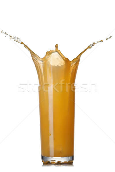 Stockfoto: Splash · sinaasappelsap · glas · geïsoleerd · witte · vruchten