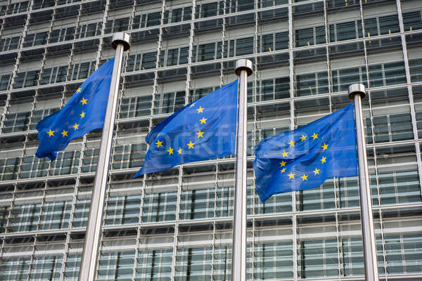 European Union flags in front of the Berlaymont building (Europe Stock photo © artjazz