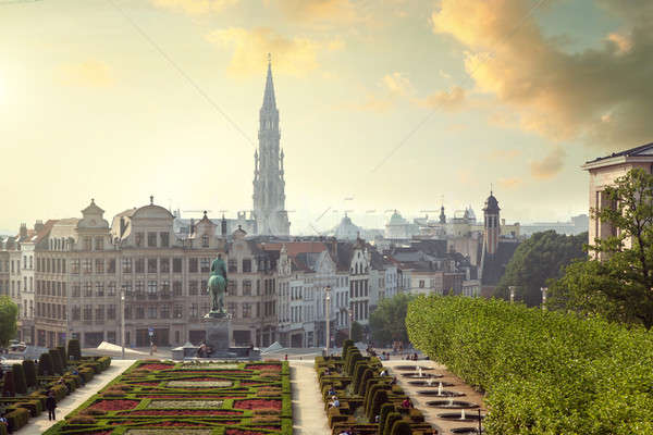 Arts Bruxelles Belgique coucher du soleil maison nuages [[stock_photo]] © artjazz