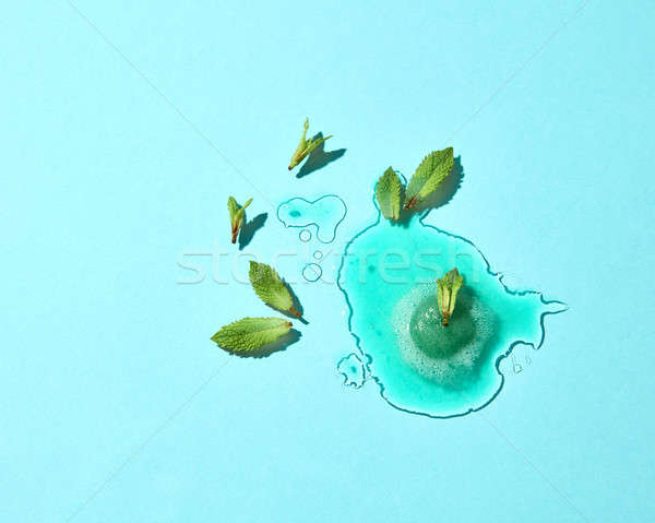 Plas gesmolten groene mint ijs bladeren Stockfoto © artjazz