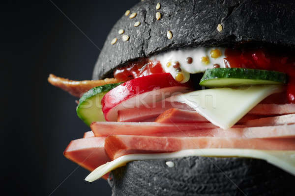 macro Black burger Stock photo © artjazz