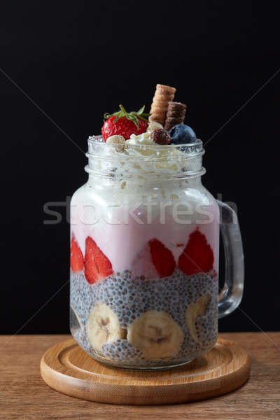 Naturalnych jogurt jagody nasion zdrowych Zdjęcia stock © artjazz