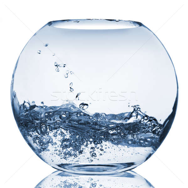 Stock photo: water splash in glass aquarium isolated on white