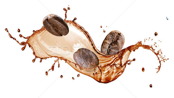 [[stock_photo]]: Grains · de · café · Splash · isolé · blanche · café · résumé